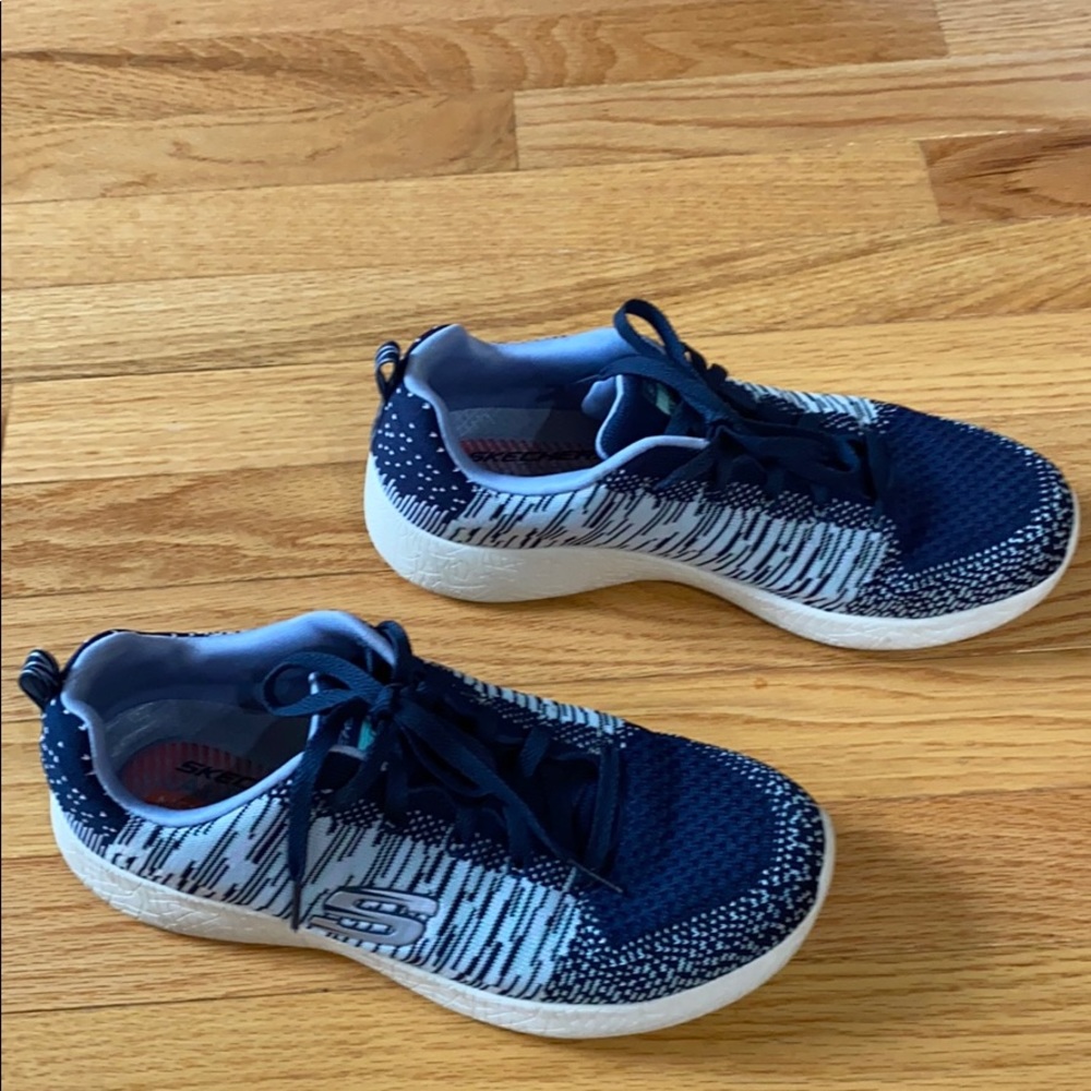 Blue skechers with memory foam.